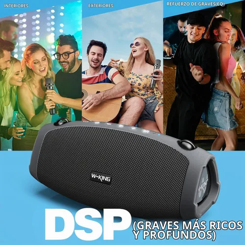 Vista 4 de W-KING Altavoces Bluetooth portátiles ruidosos, 120 W máx. con micrófono inalámbrico 70W Outdoor Speaker Bluetooth Wireless Waterproof, Triple