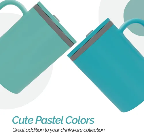 Vista 4 de Copco Taza de escritorio icónica de 16 onzas, color aguamarina y menta, juego de 2