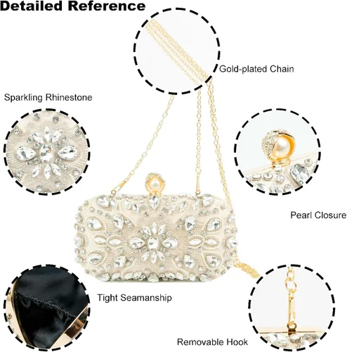 Vista 2 de Ofuleo Women's Handbag Evening Bag Clutch Purse for Wedding Party Prom Weekend Cocktail Homecoming GIfts for Women