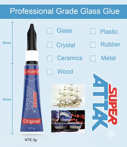 Vista 3 de Super pegamento transparente ultra fuerte, tubos de 0.11 onzas, adhesivo instantáneo perfecto para cerámica, madera, metal, goma, plástico, vidrio