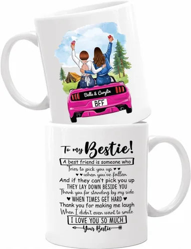 Vista 29 de Taza de café personalizada de la amistad para mejores amigos, mejores amigos, hermana del alma, tazas de café personalizadas para mejores amigas