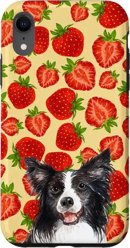 Vista 8 de iPhone 15 Border Collie Dog Red Cut Fresas Fruta Crema Patrón Caso