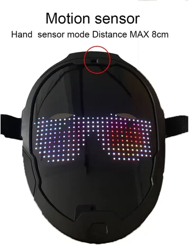 Vista 2 de DALEGDA Máscara facial de animación LED, detección de gestos para disfraces, fiestas de máscaras, regalo de Navidad para adultos y niños