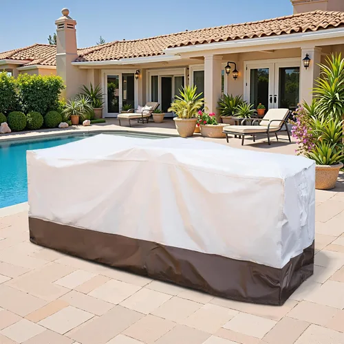 Vista 10 de OVIOS Juego de muebles de patio, fundas impermeables, sofá modular para exteriores, sofá biplaza, silla otomana, para todo tipo de clima, funda