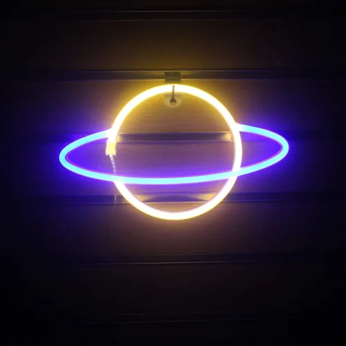 Vista 16 de Luces LED de neón, WONFAST Planet Rocket, letreros de neón acrílicos con pilas o USB, decoración de pared para habitación de niños, Navidad Azul
