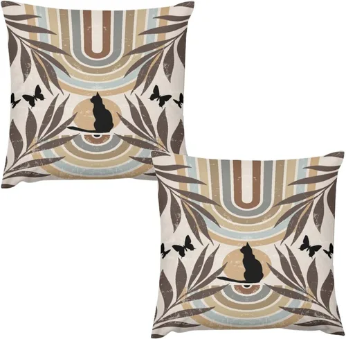 Vista 21 de Juego de 2 fundas de almohada florales retro de los años 70, Groovy Funky Hippie Flor Naranja Estética Boho Fundas de Almohada de 16 x 16 pulgadas