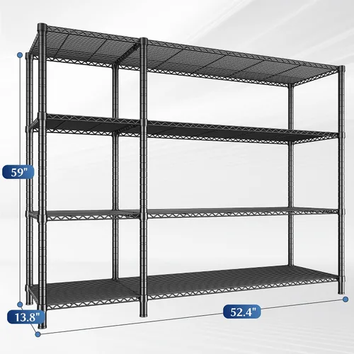 Vista 3 de Romorgniz - Estantes de almacenamiento, 1120 cargas resistentes y en forma de L, para cocina 4 Tier shelf 52.4" W,Waterproof &
