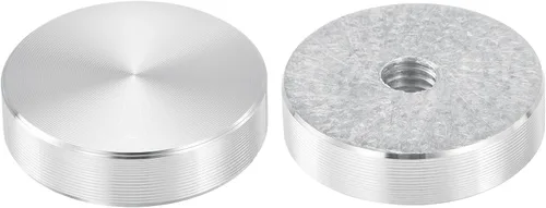 Vista 28 de uxcell M6 Rosca 0.787 in de diámetro de forma redonda de aluminio disco hardware 1pcs, aluminio círculo disco vidrio adaptador superior para mesa