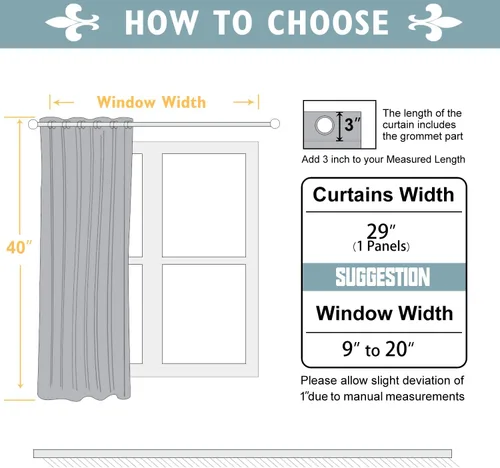 Vista 5 de ChrisDowa - Cortinas cortas para ventana de 40 pulgadas de largo para dormitorio - Cortinas cortas con ojales y aislamiento térmico para oscurecer