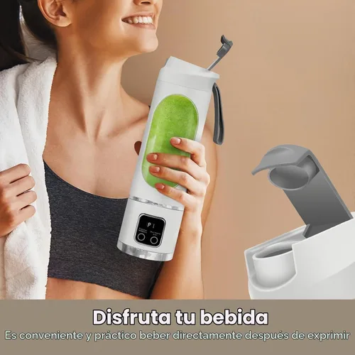 Vista 8 de Batidora portátil para batidos, 500ML USB recargable Juicer Cup (blanco)