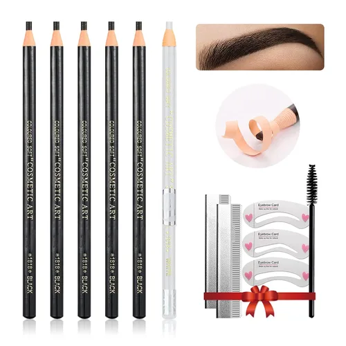 Vista 14 de Set de Lápiz de Cejas Impermeable, Lápiz de Cejas con Cordón de Tirar y Desmontable, Kit de Suministros de Microblading, Lápiz de Línea de Ojos