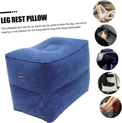 Vista 8 de Almohada de pierna de altura ajustable para niños y niñas, almohada de viaje, cama de avión con memoria, 1 juego Azul