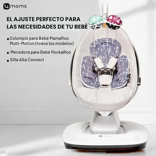Vista 5 de Inserto para bebé 4moms RockaRoo y MamaRoo, lavable a máquina, tela suave y de felpa, diseño reversible, gris oscuro