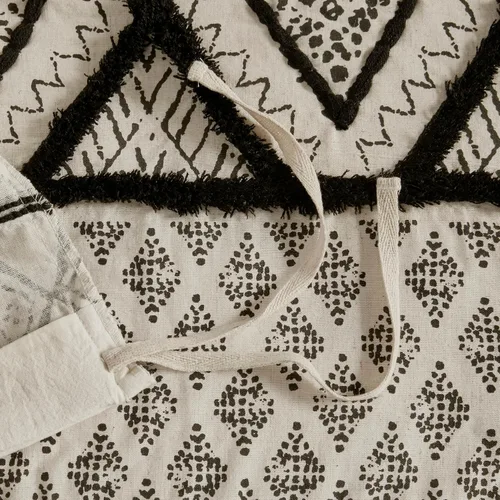 Vista 6 de Ink+Ivy Marta - Juego de edredón de lino y algodón, diseño bohemio moderno con acento de recorte, funda transpirable para todas las estaciones