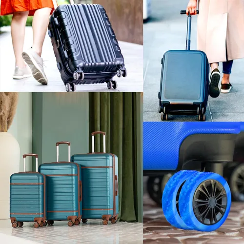 Vista 7 de BOXOB 8 fundas para ruedas de equipaje, fundas protectoras de rueda de maleta, fundas protectoras de rueda de silicona de dopamina, accesorios