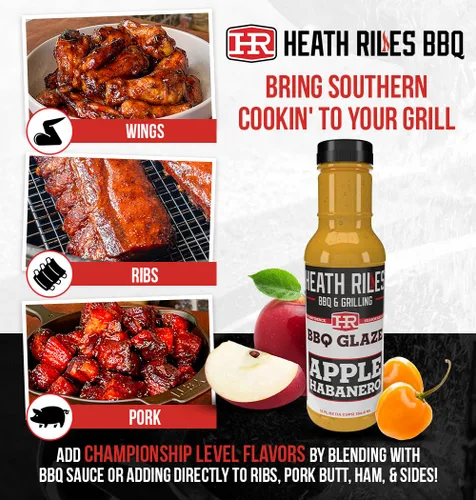 Vista 3 de Heath Riles BBQ Glaseado para barbacoa habanero de manzana – Salsa BBQ de manzana, glaseado de costillas dulce y picante para paleta de cerdo