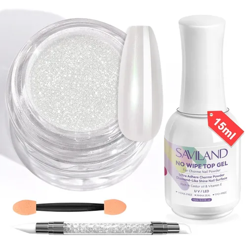 Vista 10 de SAVILAND Juego de Polvo Cromado para Uñas: 6 Colores Polvo Cromado Dorado Metálico para Uñas con Efecto Espejo Pigmento Camaleón Holográfico Polvo