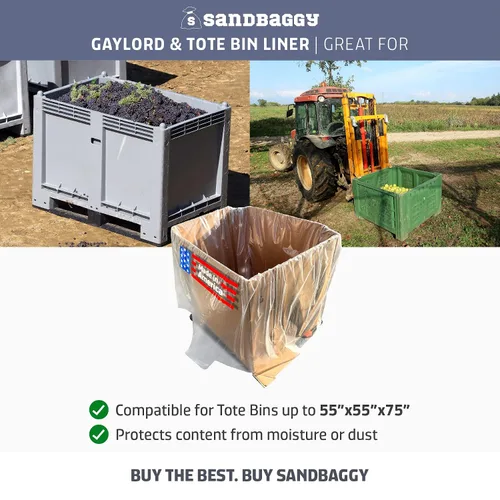 Vista 2 de Sandbaggy Gaylord & Bolsas para contenedores Fabricado en Estados Unidos Los forros se adaptan a cajas de hasta 55 x 55 x 75 pulgadas