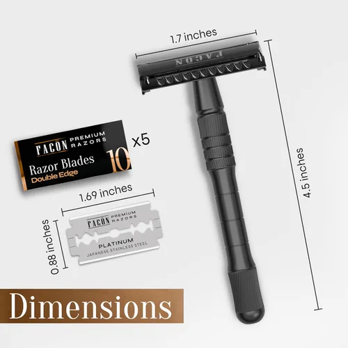 Vista 7 de Maquinilla de afeitar de doble filo Facón para hombres y mujeres - Maquinilla de afeitar abierta de acero inoxidable Butterfly con 50 cuchillas