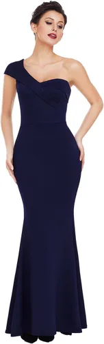 Vista 2 de Vestido asimétrico de un hombro descubierto con cintura imperio fruncida para mujer, vestido de fiesta de graduación, boda, fiesta
