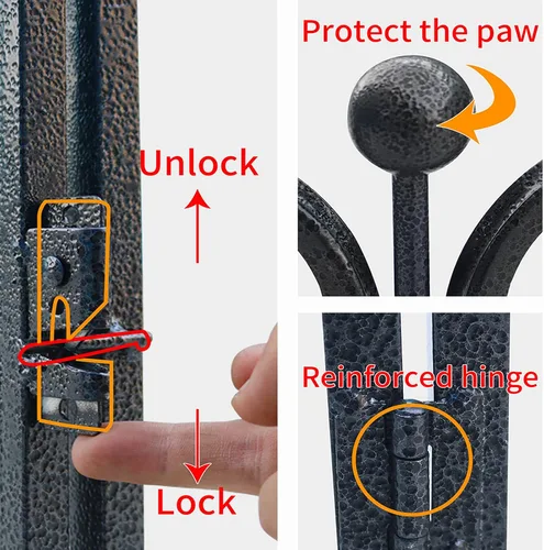 Vista 4 de Corralito para perros, 32/40/45 pulgadas de altura en resistente, plegable para interiores y exteriores, valla antióxido para ejercicio de perros