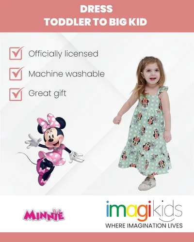 Vista 2 de Disney Minnie Mouse - Vestido midi para niñas pequeñas y grandes, diseño de sirena, Ariel