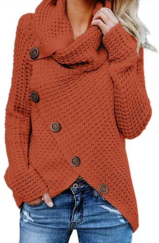 Vista 22 de GRECERELLE - Suéteres de cuello alto con cuello grueso, manga larga, dobladillo asimétrico, sueltos, de punto, para mujer, de otoño, S-2XL 02 negro