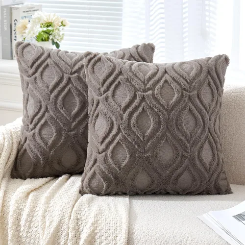 Vista 20 de MIULEE - Juego de 2 fundas de almohada de lana sintética suave y afelpada, fundas decorativas de estilo bohemio para sofá, sala de estar, cama, 16 x