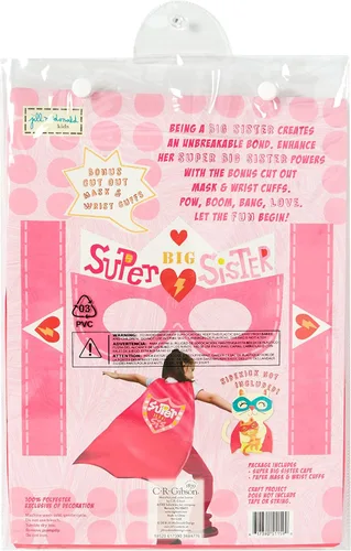 Vista 12 de C.R. Gibson Pink 'Big Sister' Superhero Cape Children's Costume, 3pc, 22'' L