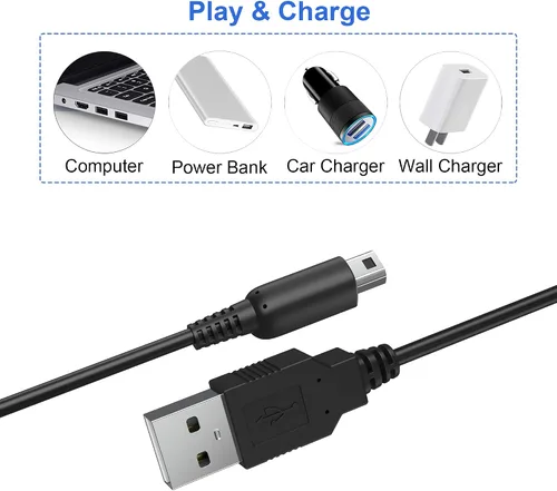 Vista 4 de DSi - Juego de cable de carga USB, cable cargador DSi y lápiz capacitivo compatible con Nintendo DSi, Play and Charge Cable de carga para DSi, con 3