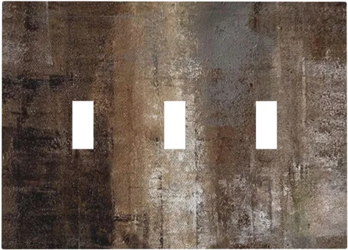 Vista 221 de Taupe Beige Marrón Gris Abstracto Arte 1-Banda Interruptor de Luz Doble de Recepción Placa de Pared Toma Cubiertas Eléctricas Decorativas Modernas