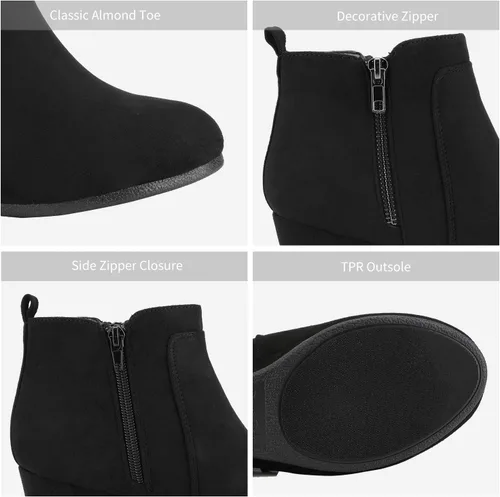 Vista 4 de DREAM PAIRS Botines de cuña baja de gamuza para mujer