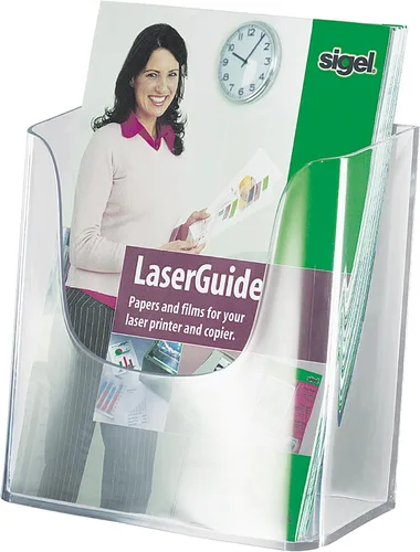 Vista 2 de Sigel LH115 Porta literatura de pared acrílico, con 1 compartimento, transparente, para A4