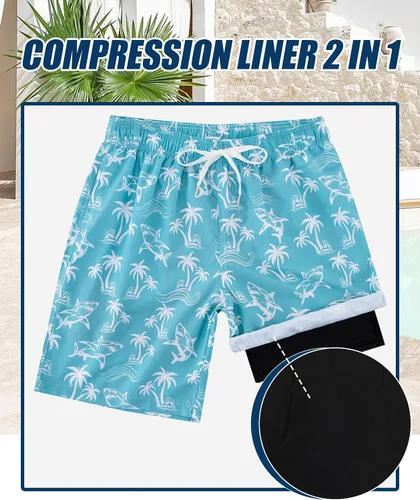 Vista 105 de UNICOMIDEA Bañador para hombre con forro de compresión de 9 pulgadas de largo