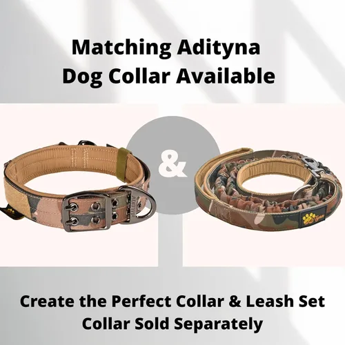 Vista 9 de ADITYNA Correa táctica elástica para perro de 6 pies - 7.5 pies – Correa de absorción de golpes con 2 asas acolchadas, cierre de metal, cinturón