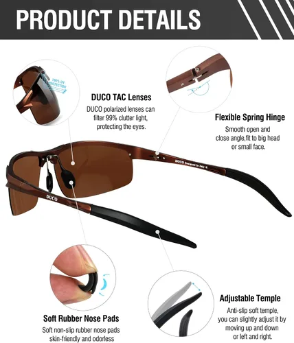 Vista 15 de Duco - Gafas de sol deportivas polarizadas para hombre con protección UV 8177s