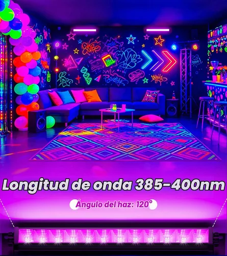 Vista 2 de Paquete de 2 barras de luz negra LED de 42W, luz negra con cable de 6 pies + interruptor + enchufe, suministros de fiesta de luces negras que