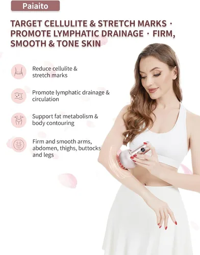 Vista 2 de Masajeador de drenaje linfático y herramienta de masaje anticelulitis, ayuda a reducir las estrías y la celulitis, para piernas, brazos y vientre