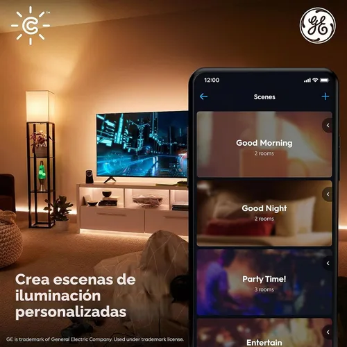 Vista 5 de [Usado] GE Lighting Cync - Bombillas LED inteligentes A19 con Bluetooth y Wi-Fi, 60 W de repuesto, compatible con Alexa + Google Home sin hub