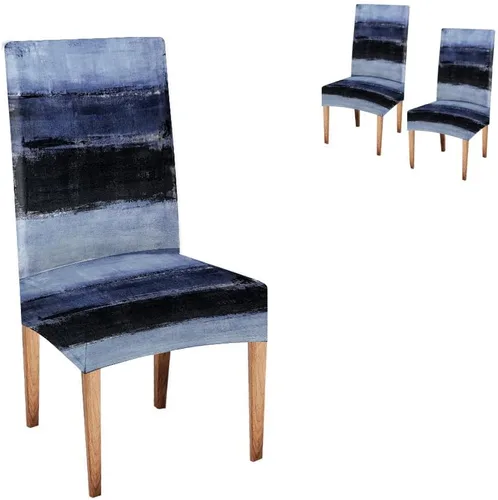 Vista 130 de TOMWISH Juego de 2 fundas para sillas de comedor, color turquesa y gris, fundas elásticas para sillas Parsons, de elastano, lavables, protectores