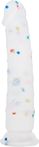Vista 11 de Dildo realista de silicona de 7 pulgadas Confetti para principiantes con base de ventosa acampanada para uso sin manos, consolador anal