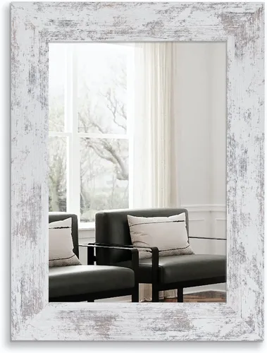 Vista 15 de Syndra Espejo Rectangular con Marco Rústico de 20x28'' Montado en Pared Espejo de Tocador Rústico con Marco de Madera Grande Espejo de Baño