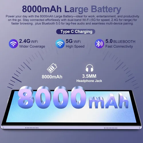 Vista 7 de Tableta Android 15 2025 con teclado AI Gemini, Tablets de Electrónica de 30GB+128GB de Ocho núcleos con pantalla IPS HD de 10 pulgadas, 8000mAh