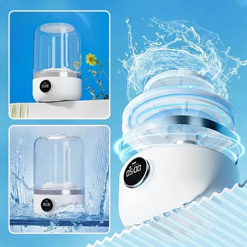 Vista 4 de Taza de lavandería ultrasónica portátil, taza de lavado portátil Turbo Spin - Mini lavadora inalámbrica recargable USB-C para ropa