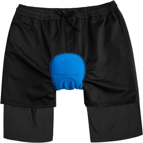 Vista 3 de Pantalones cortos de bicicleta de montaña para hombre, acolchados en 3D, ligeros, holgados, para ciclismo, MTB Bike