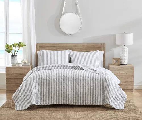 Vista 8 de Stone Cottage - Juego de edredón de tamaño individual, ropa de cama reversible de algodón con fundas de almohada a juego, juego de cama ideal a Verde