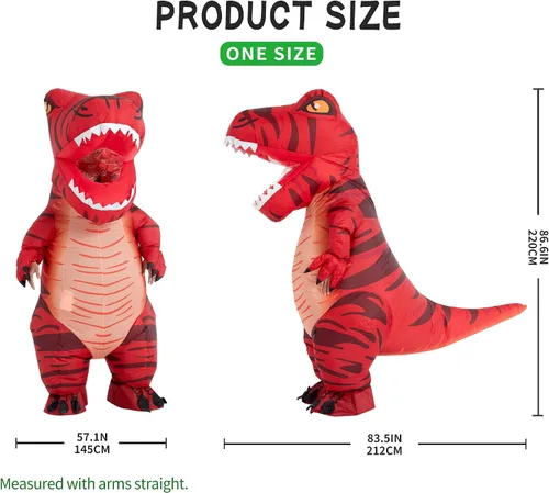 Vista 4 de Disfraces de dinosaurio para adultos, disfraz inflable para adultos, disfraz de Trex inflable, disfraces de Halloween para hombres y mujeres