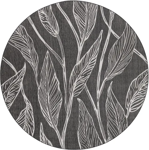 Vista 12 de Unique Loom Outdoor Botanical Collection Alfombra de área - Hoja (1.6 m x 2.4 m Rectangular, Carbón Marfil)