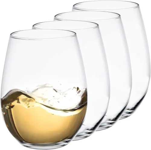 Vista 11 de Copas de vino sin tallo para vino tinto o blanco (juego de 2), 18 onzas, copas de vino grandes para cabernet, pinot noir, borgoña, burdeos Claro
