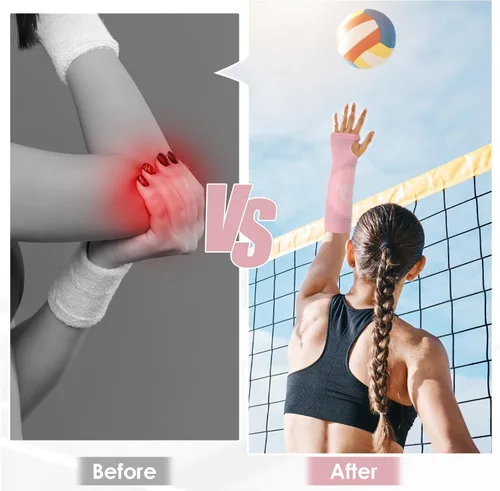 Vista 5 de Abeillo 1 par de mangas de voleibol para brazos, mangas de antebrazo para pasar y golpear con almohadillas de espuma de protección y orificio